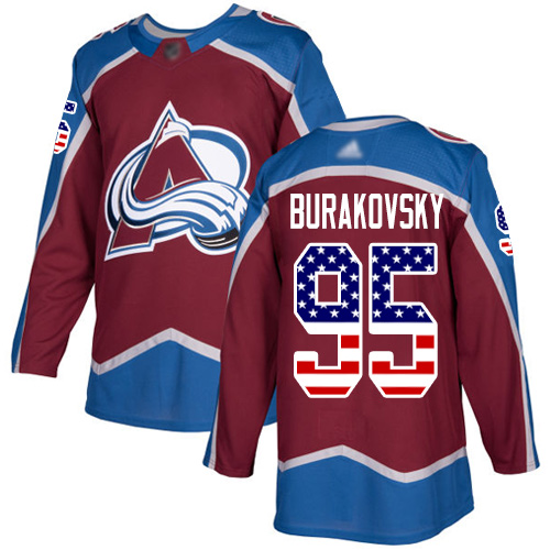 Adidas Colorado Avalanche Men #95 Andre Burakovsky Burgundy Home Authentic USA Flag Stitched NHL Jersey